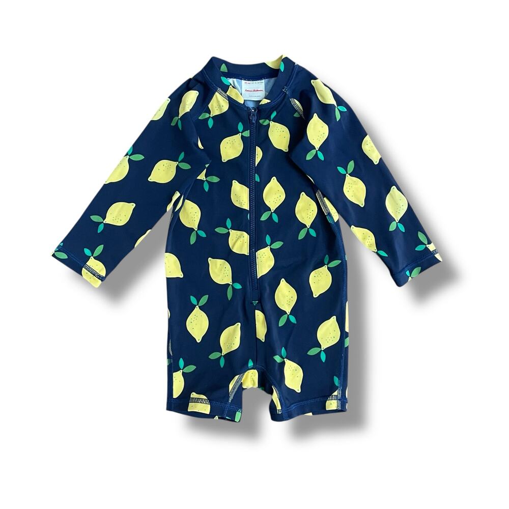 Hanna Andersson Lemon‎ Print Zip Rashguard Swimsuit 18–24M UPF 50+ One Piece